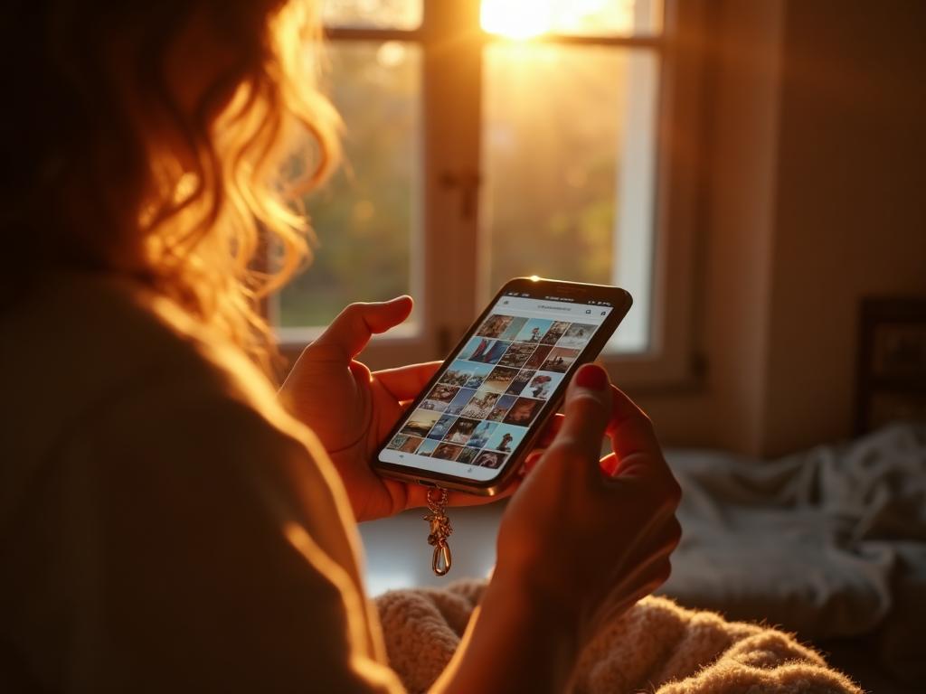 Cliente che avvicina il telefono al portachiavi NFC per aprire il contenuto
